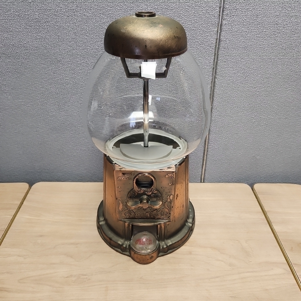 Antique Bronze/copper Carousel Gumball Machine Candy Dispenser Works!